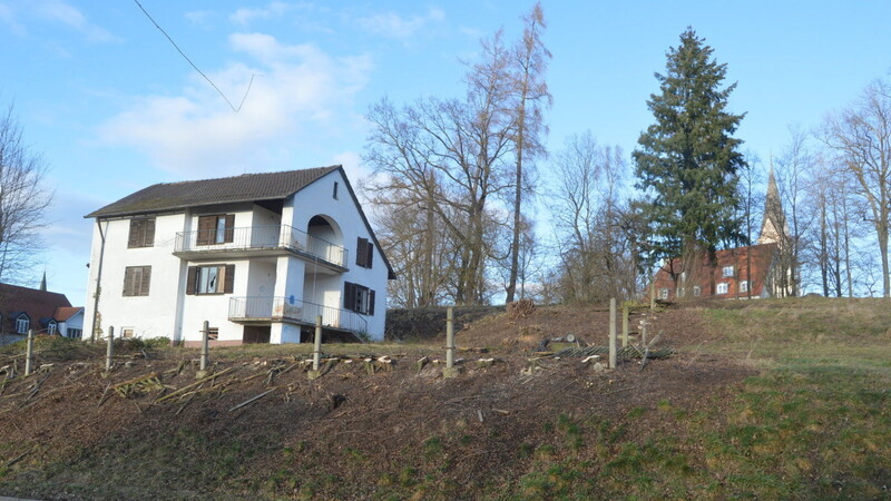 An der Theobald-Höhe-West sollen drei große Mehrfamilienhäuser entstehen. In den letzten Tagen hatte die Firma mit der Abholzung begonnen.