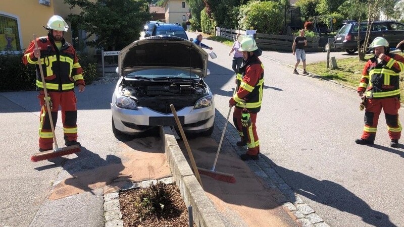 Aus ungeklärter Ursache hatte sich ein geparktes Auto selbstständig gemacht und war gegen eine kleine Mauer geprallt.