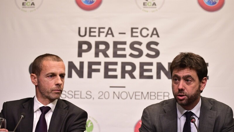 BRISANTE THEMEN gibt es auf der Generalversammlung der European Club Association (ECA) in Amsterdam zu besprechen. Ein gewichtiges Wort im Geschachere um neue und reformierte Wettbewerbe haben UEFA-Präsident Aleksander Ceferin (l.) und ECA-Vorsitzender Andrea Agnelli mitzureden.
