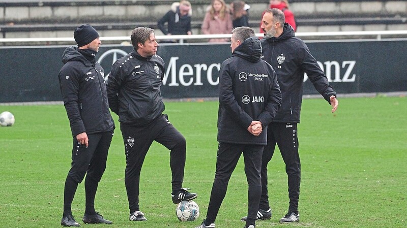 Der Dingolfinger Michael Wimmer (Zweiter von links) gehört seit mehr als einem Jahr zu Trainerteam des VfB Stuttgart.