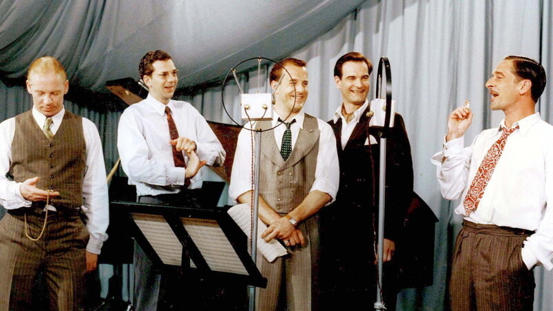 "Comedian Harmonists" (1997) in Berlin: Ben Becker, Kai Wiesinger, Heino Ferch, Heinrich Schafmeister, Max Tidof und Ulrich Noethen.