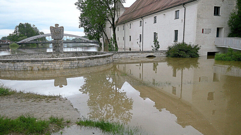 Beim Hochwasser 2012 ein eindrucksvolles Bild von der Donau am Herzogschloss.