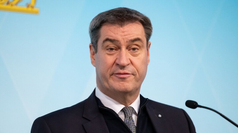 Ministerpräsident von Bayern Markus Söder nimmt nach einer Kabinettssitzung an einer Pressekonferenz teil.
