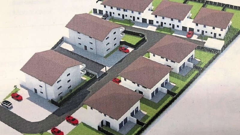 Ein erster Modellplan der Mehrfamilienhäuser, die an der Blumenstraße entstehen sollen. Allerdings ist vor allem der Grünplan noch nicht vollständig einbezogen.
