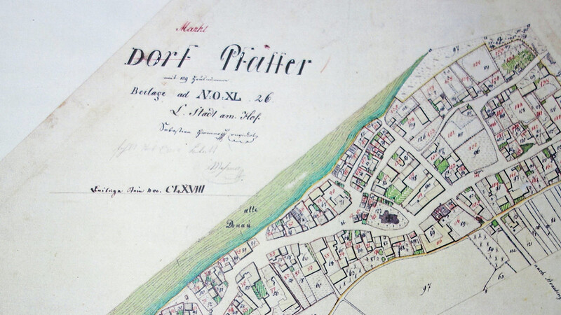 Eine alte Karte der Ortschaft Pfatter.