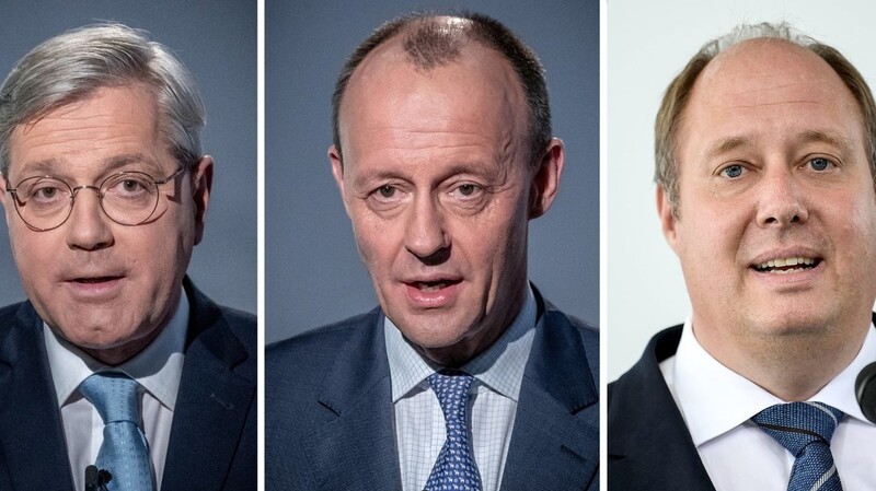 Eine Bildkombo zeigt Norbert Röttgen (l-r) Friedrich Merz jeweils am 8. Januar 2021 und Helge Braun am 27. Juli 2020. In der CDU zeichnet sich erneut ein Dreikampf um die Macht an der Parteispitze ab.