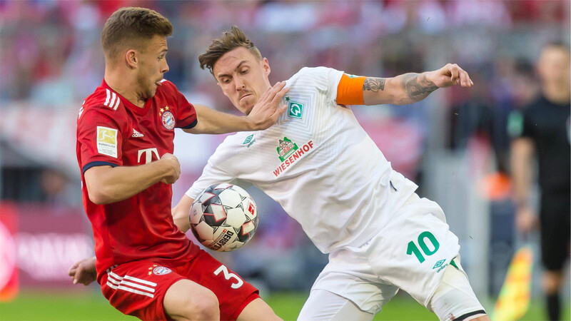 Lieferten sich harte Zweikämpfe: Joshua Kimmich (li.) vom FC Bayern und Bremens Max Kruse.