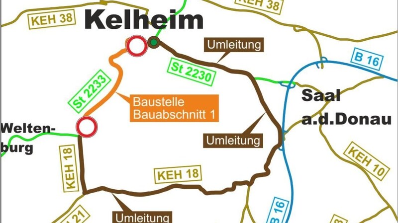 Während der Sanierung der Staatsstraße zwischen Kelheim und Staubing muss der Verkehr umgeleitet werden.