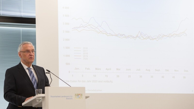 Bayerns Innenminister Joachim Herrmann stellt in Fürth die Zahlen des Landesamts für Statistik vor.