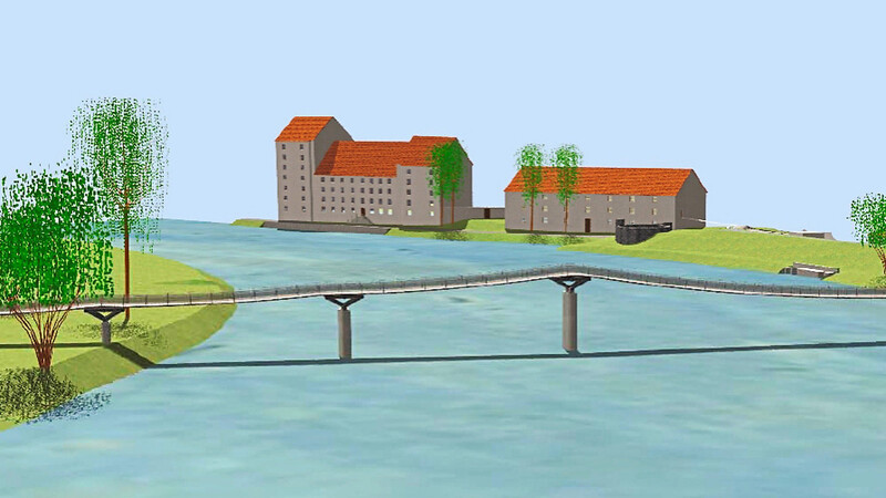 Ein neue Spannbandbrücke hätte über die Donau (hinten das Herzogschloss) aufs Gstütt führen können. Daraus wurde nichts.