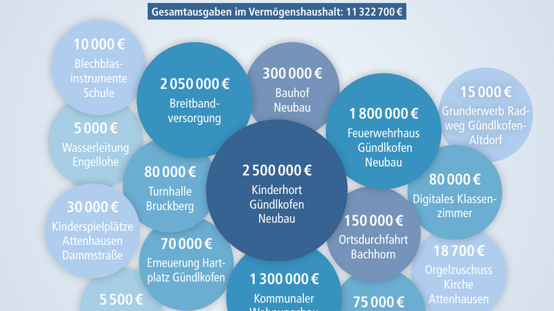 43 Investitionen zwischen 5 000 und 2 500 000 Euro: Neben den 16 oben gelisteten Posten stehen noch weitere 27 auf der Investitionsliste im Haushalt 2020.