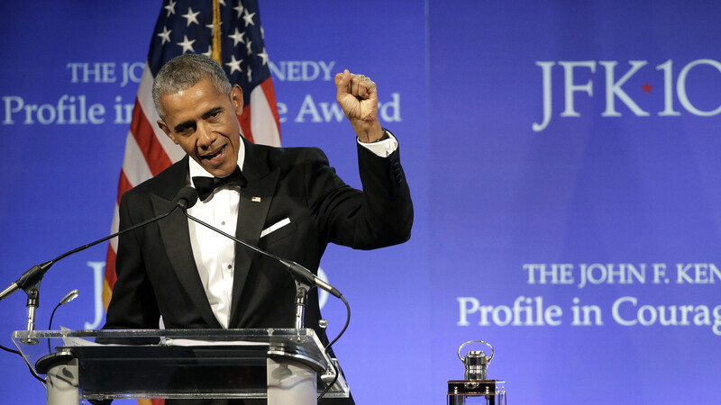 Der ehemalige US-Präsident Barack Obama bei einem Vortrag.