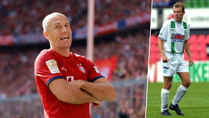 Arjen Robben gehört mittlerweile zu den Altstars beim FC Bayern. Rechts im Bild: Robben im zarten Alter von 17 beim FC Groningen.