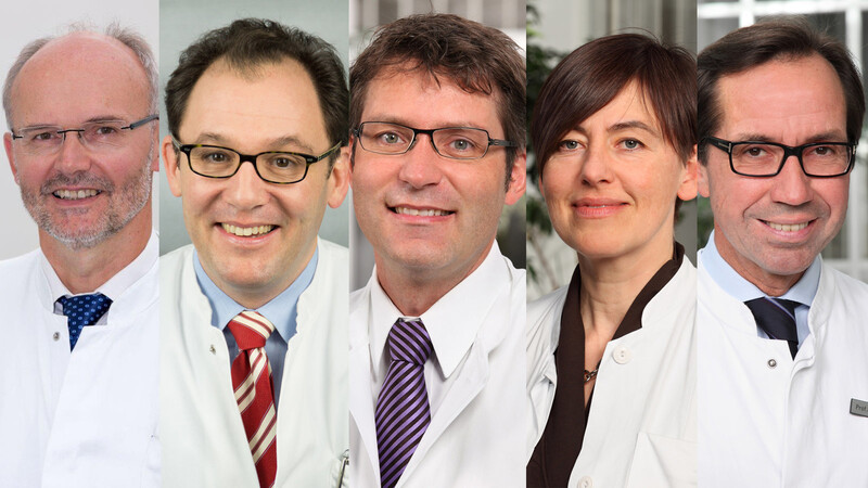 Sie gehören zu den besten Ärzten Deutschlands (v.l.): Prof. Dr. Alois Fürst, Prof. Dr. Maximilian Burger, Prof. Dr. Lukas Prantl, Dr. Ute Germer und Prof. Dr. Olaf Ortmann.