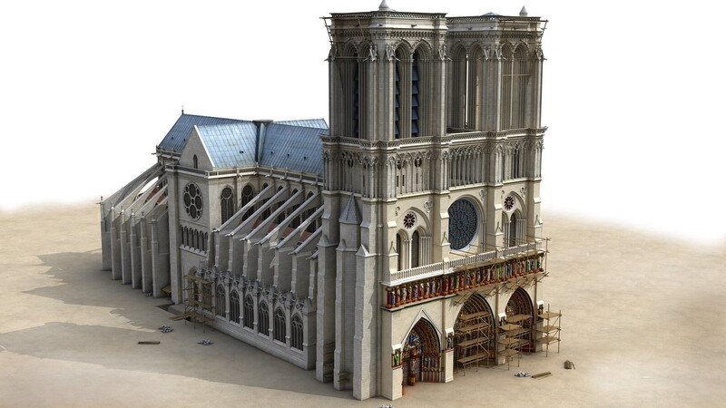 Eine digitale Rekonstruktion von Notre-Dame.