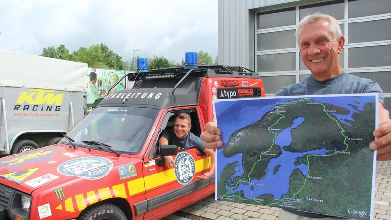 Harald und Christian Schiffner beteiligen sich an der Baltic Rallye. Mit dem ausrangierten Renault Rapid einer Starnberger Feuerwehr touren sie ab Samstag durch zehn Länder. Beginnend in Hamburg geht es hoch bis zum Nordkap, über Russland, die baltischen Staaten und Polen wieder zurück zum Ausgangspunkt.
