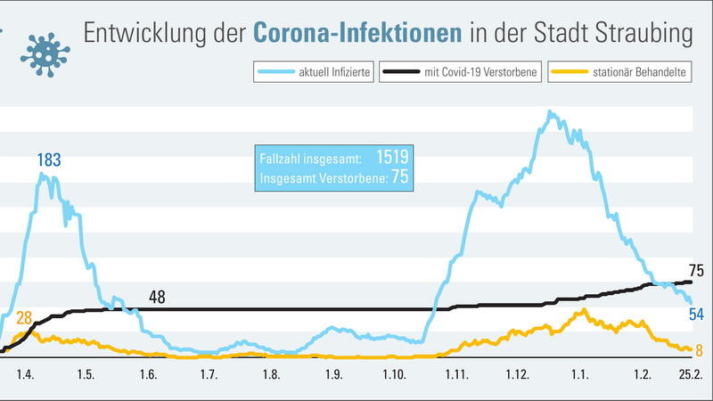 Die Grafik zeigt die Corona-Lage in Straubing.