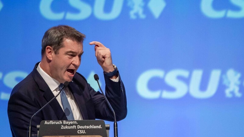 "Wir setzen auf Sieg und nicht auf Platz." CSU-Parteichef und Ministerpräsident Markus Söder am Freitag in der Olympiahalle.
