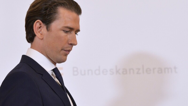Sebastian Kurz (ÖVP), Bundeskanzler von Österreich, steht im Rahmen seiner Stellungnahme zu neuen Entwicklungen in der Koalition im Bundeskanzleramt.