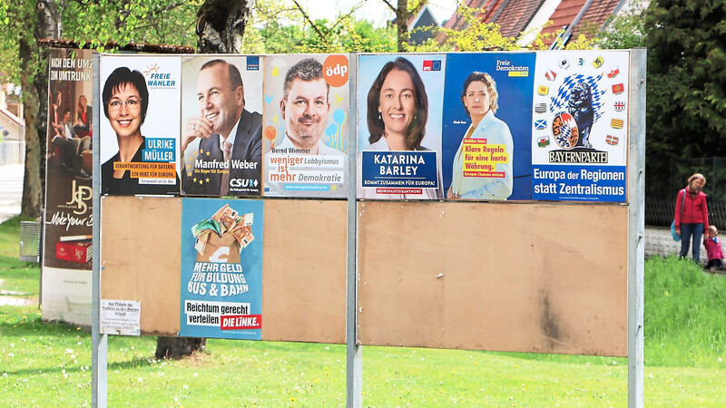 Die großen Plakatwände in der Hopfenstadt sind von den Parteien mit ihrer Werbung zur Europawahl schon seit Wochen gut bestückt.