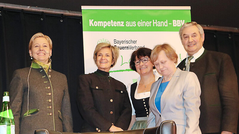 Die vier Gesprächsteilnehmer und stellvertretende Kreisbäuerin Rosemarie Messner (2. von rechts).