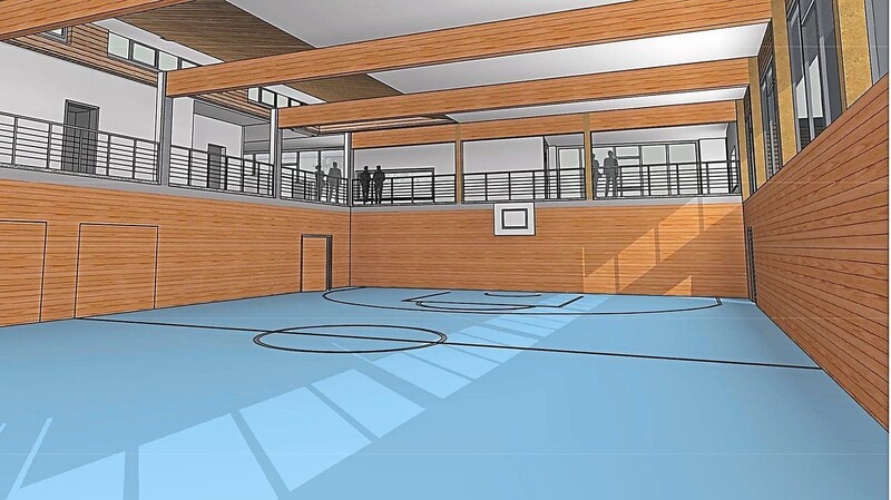 So soll die neue Einfachturnhalle der Grundschule laut Planungen aussehen.