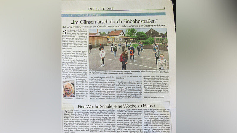 Auch in unserer Zeitung ist das Foto am 14. Mai erschienen. Die Schule verteidigt die Befolgung der Regeln.