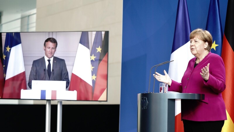 Bundeskanzlerin Angela Merkel und der französische Präsident Emmanuel Macron haben ein gemeinsames Konzept für den wirtschaftlichen Wiederaufbau nach der Corona-Krise vorgelegt (Archivfoto).