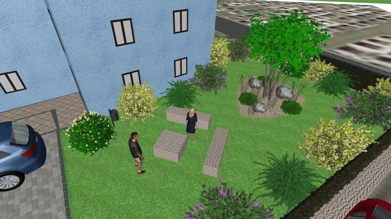 Die von Georg Marchl vorgeschlagene Gestaltungsvariante 2 für die Grünfläche beim Rathaus ist ein Kompromiss zwischen reiner Rasenfläche und aufwendiger Mini-Parkanlage.