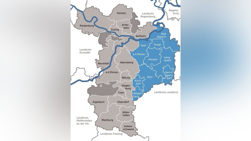Das Einzugsgebiet der ILE Donau-Laber (blau).