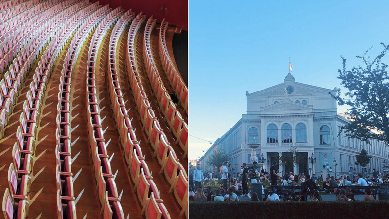 Im Nationaltheater und vor dem Gärtnerplatztheater: Das leere Parkett der Staatsoper bei einem Konzert am Montag und Feiernde vor dem anderen Münchner Musiktheater.