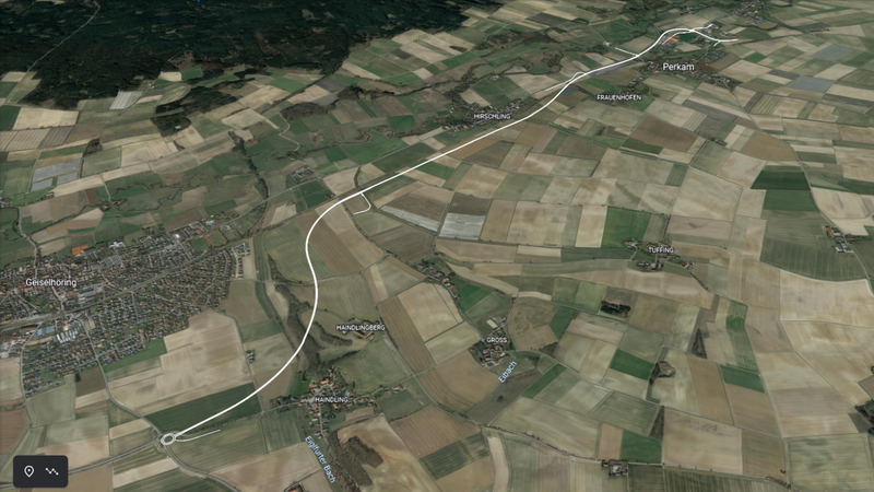 Der genaue Trassenverlauf der vom Staatlichen Bauamt Passau ausgearbeiteten Umgehungsvariante "Haindling-Nord" über eine Länge von 14,3 Kilometern. Die Maßnahme ist ein eigenständiges Teilprojekt der Gesamtausbaukonzeption für die sogenannte "Labertaltrasse" von der B 15 nach Straubing.