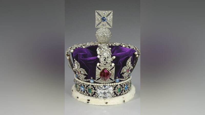 Die Imperial State Crown, die bei der Krönung von König Charles III. in der Westminster Abbey in London am 6. Mai zu sehen sein wird.