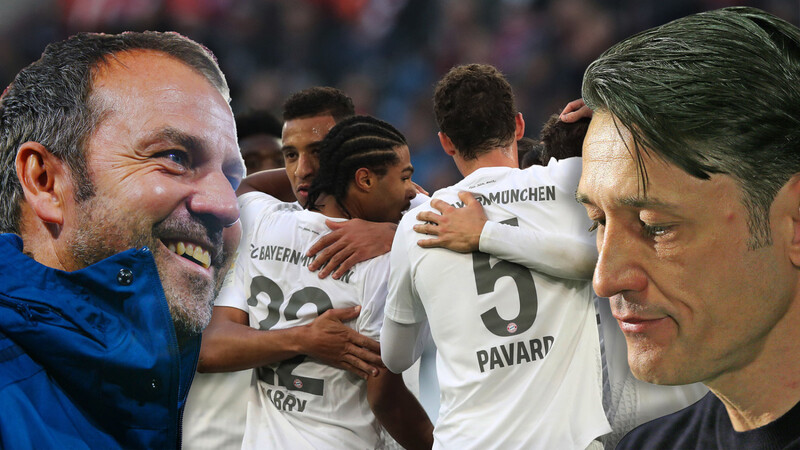 "Wir haben viel mehr Kontrolle als vorher", sagt Kapitän Neuer über Bayern unter Flick (l.) im Vergleich zur Ära von Kovac (r.).