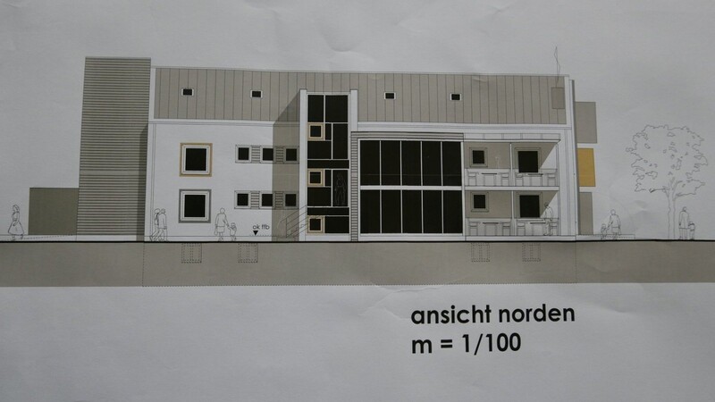 Die Nordansicht der geplanten Einrichtung für Betreutes Wohnen der Gemeinde Rimbach...