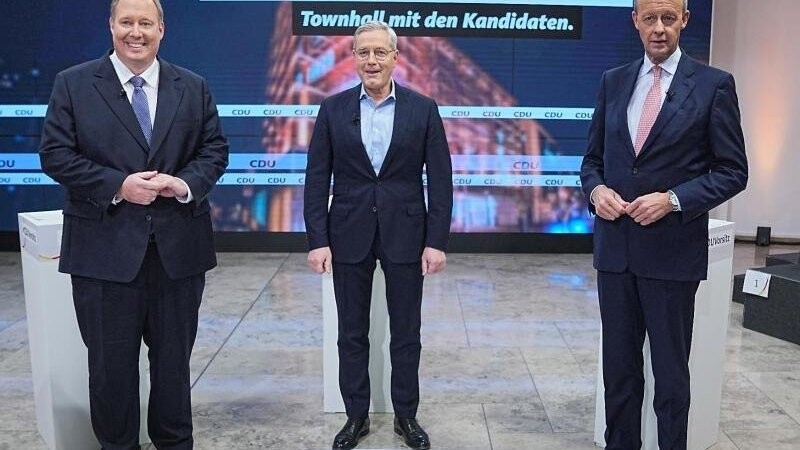 Die Kandidaten: Helge Braun (l-r), Norbert Röttgen und Friedrich Merz.