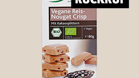 Vegane Reis-Nougat Crisp werden zurückgerufen.
