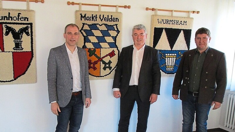 Die drei Bürgermeister in den Gemeinden der Verwaltungsgemeinschaft: Anton Maier (Neufraunhofen), Ludwig Greimel (Velden) und Manuel Schott (Wurmsham).