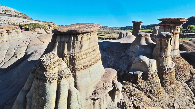 Seltene Formen der Hoodoos bei Drumheller: Die Sandstein-Säulen beeindrucken die Besucher.