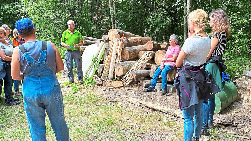 Aufmerksam lauschen die Waldbesitzerinnen den Ausführungen der Experten zum Thema Waldbau.