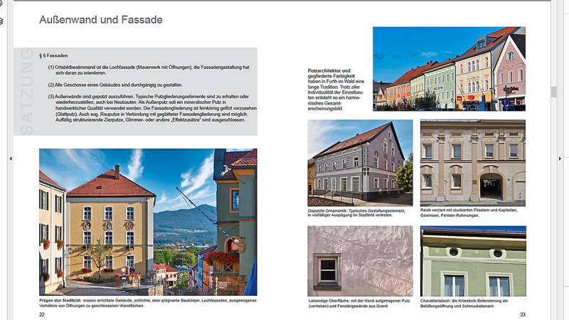In Themen unterteilt und mit Beispielbildern ergänzt werden in dem Handbuch die einzelnen Festsetzungen - wie hier zur Fassade - erläutert.