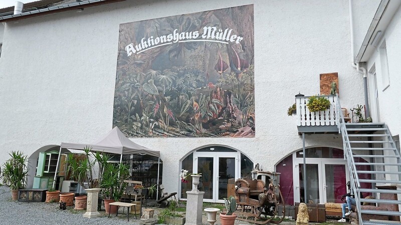 Ein riesiges Gemälde ziert seit geraumer Zeit das neue Auktionshaus, in dem sich früher das Pfaffenberger Kino befand.