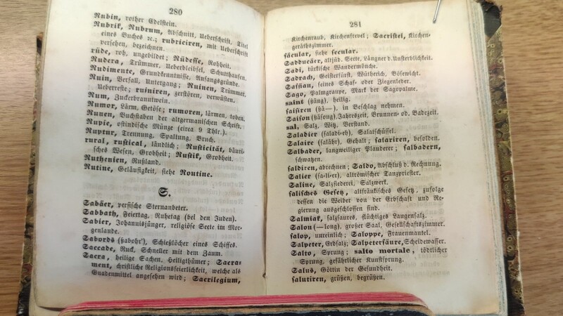 Ein Auszug aus dem Wörterbuch von 1850 mit der alten deutschen Schrift.