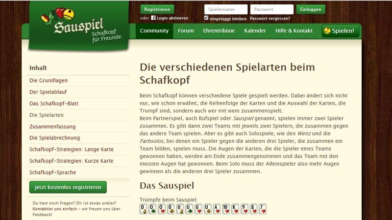 Die Seite www.sauspiel.de ist nicht nur eine Community für Erfahrene, sondern auch eine Lernplattform für Anfänger.