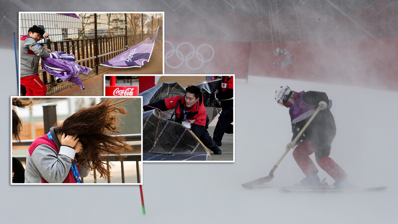 Wegen starken Windböen mussten einige Wettkämpfe in Pyeongchang verschoben werden.
