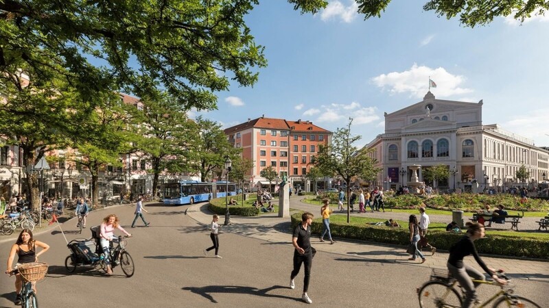 Ein Gärtnerplatz ohne private Pkw, sondern nur für Busse, Fußgänger und Radfahrer. So stellen sich die Grünen im Rathaus den Platz vor.