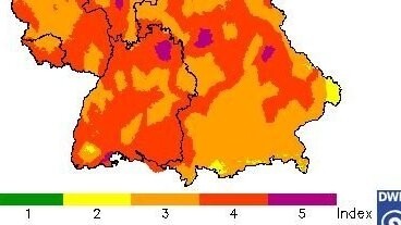 Waldbrandgefahrenindex des DWD vom 30.7.18