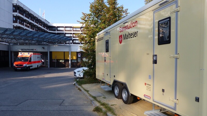 Die Sanitätsstation der Veldener Malteser an der Notaufnahme des Krankhaus Landshut-Achdorf.