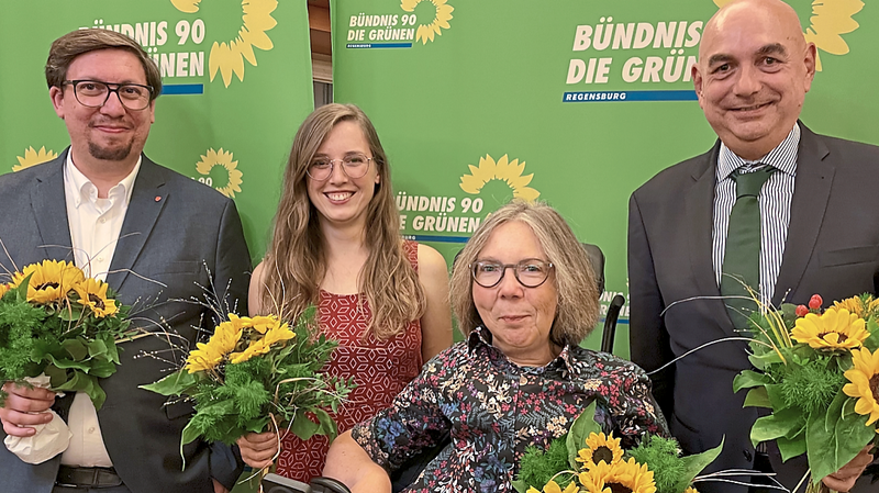 Die Direkt- und Listenkandidaten der Regensburger Grünen: v.l. Stefan Christoph, Theresa Eberlein, Wiebke Richter und Jürgen Mistol.
