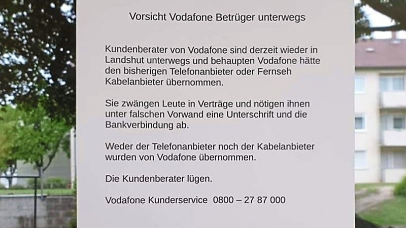 Kleiner Zettel, große Wirkung: Einige Landshuter stehen mit Vodafone auf Kriegsfuß. Die Polizei hat mittlerweile ermittelt.